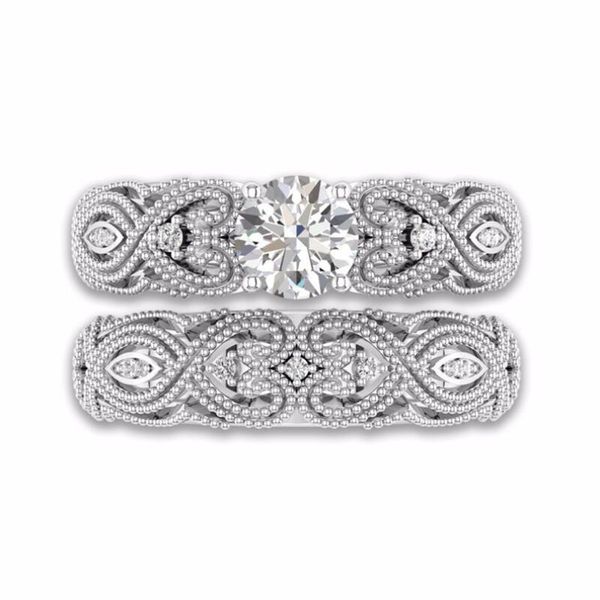 2020 nuovo arrivo gioielli vintage unici argento sterling 925 taglio rotondo topazio bianco diamante CZ pietre preziose set di anelli da sposa per donne eternità cava