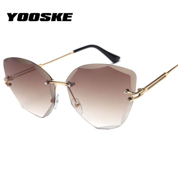 

yooske cat eye sunglasses women rimless gradient sun glasses ladies vintage brand designer shades eyewear uv400, White;black