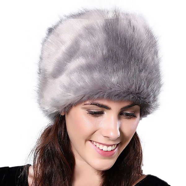 

innocent masked cap water imitation fur warm round flat elegant fashion soft fluffy ski cap artificial fur, Blue;gray