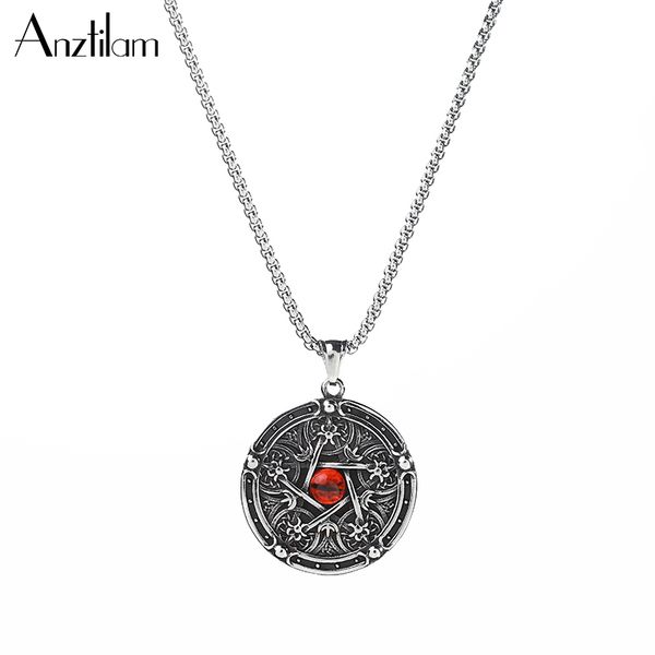 

anztilam fashion accessories stainless steel round eye necklace religious jewelry silver color charm necklace for hip hop gift
