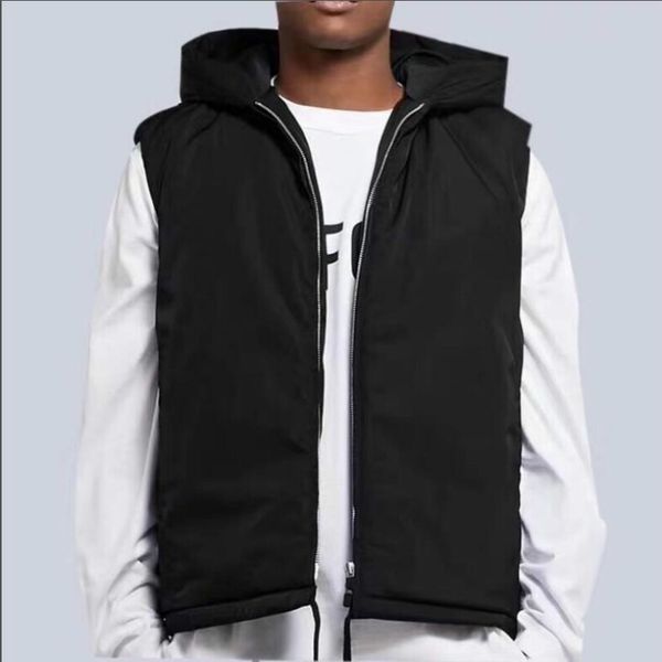 

20fw письмо тэг шитье вниз жилет мужчины зимняя куртка рукава high street fashion вниз пальто с капюшоном теплая homme одежда 2 цвета s-xl, Black;white