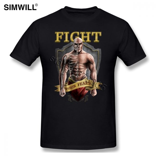 

fashion men fight your fears t shirt short sleeves classic tees shirts muay thai couple big tall cotton tshirt merchandise
