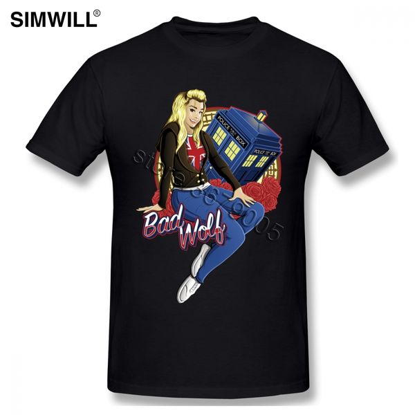 

fashion the bad wolf t shirt graphic custom tees shirts doctor who tardis short sleeves soft cotton round neck t-shirt