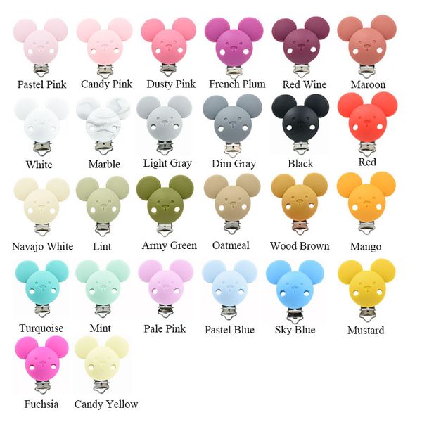 

20 pcs mouse baby pacifier clips bpa silicone nipple holder grade baby teething diy toys teether cartoon animal clip