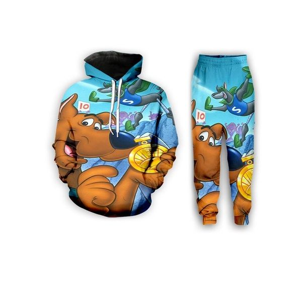 

new fashion mens/womens cartoon scooby doo funny 3d print hoodie+pants s37, Gray