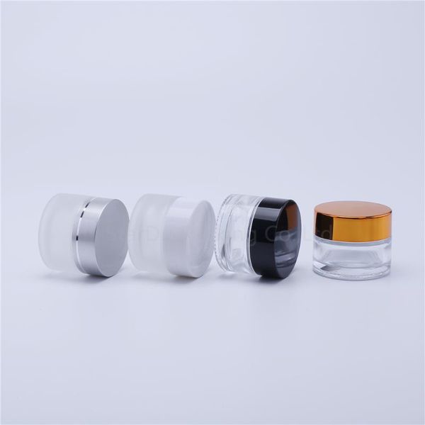 

100pcs 15g glass cream jars cosmetic packaging with lid plastic caps & inner liners round empty small glass jars