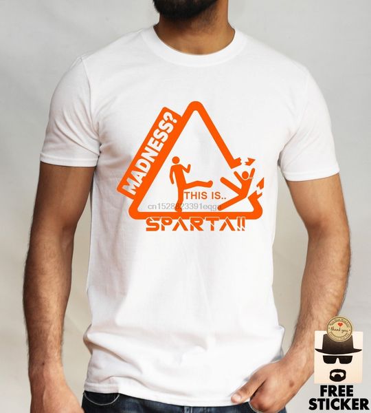 

this is sparta t shirt funny caution slippery parody tee gym training mens new summer short sleeve men t shirt