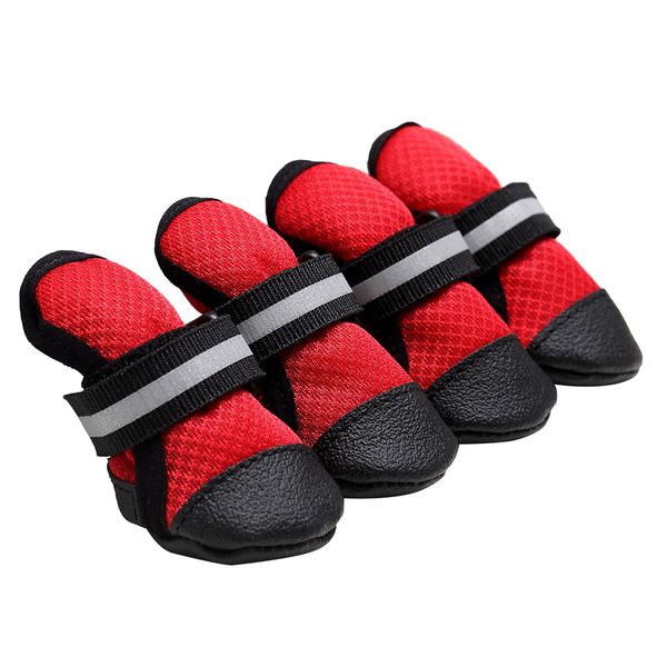 

4pcs breathable mesh pet dog shoes boots reflective anti-slip booties for outdoor sports