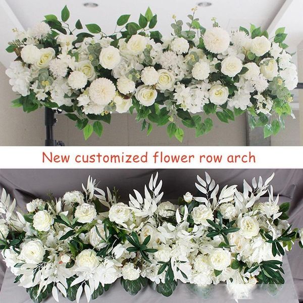 

1m diy custom artificial wedding flower wall backdrop arrangement supplies silk rose peony fake flowers row decoration for arch t200103