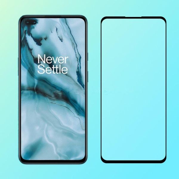 

tempered glass screen protector for oneplus nord 2.5d black silk printing full covered screen glass film with retail package