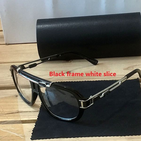 

metal square toad mirror american street hip hop sunglasses contains a black leather box, White;black