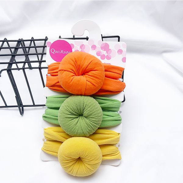 

hair accessories 3pcs/lot baby solid color ball headband pink for cute kids girls turban hairband children soft cotton, Slivery;white