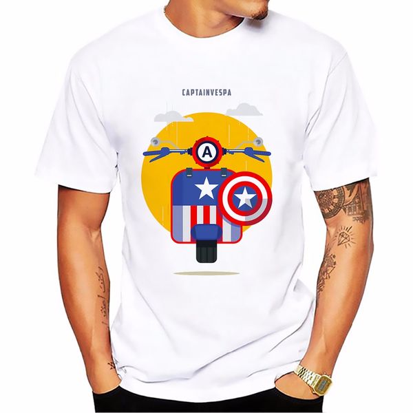

american captain shield scooter t shirt men summer new casual tee shirt comfortable breathable tshirt