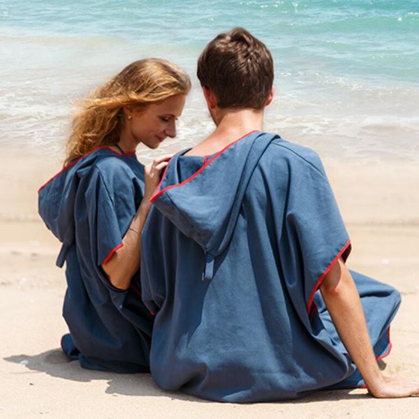 

outdoor swimming quick dry hooded bathrobe beach bath towel robe