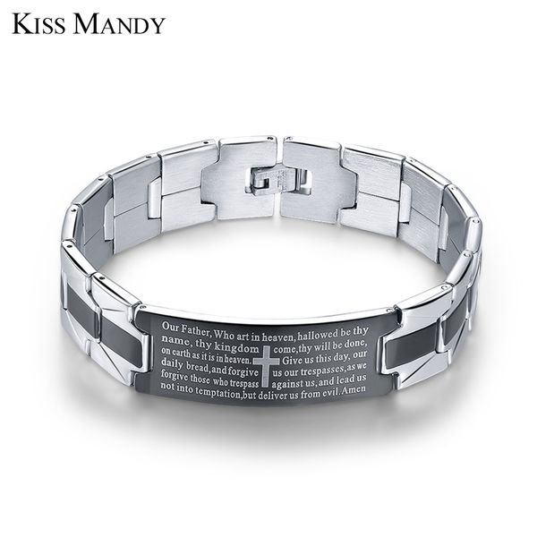

kiss mandy 2020 men's bracelets trendy jesus christian cross sign bangles fashion jewelry fb14, Black