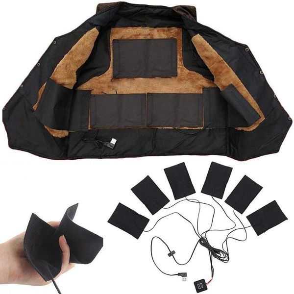 

outdoor t-shirts 6-in-1 usb electric clothes heating pad carbon fiber heated with adjustable third gear mat sheet heater dropship, Gray;blue