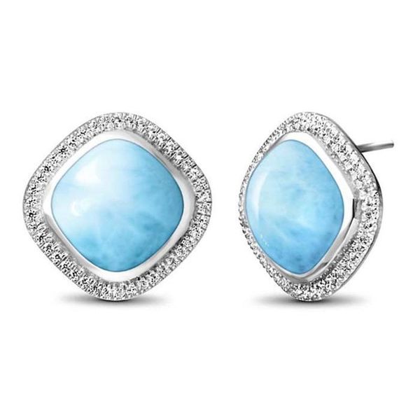 

new arrival natural dominica larimar stud earrings women jewelry 925 sterling silver stud earrings, Golden;silver