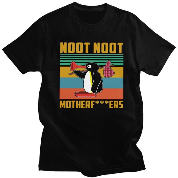 

vintage men's noot noot motherfu***s t-shirt 2020 cotton summer harjuku funny pingu t shirt penguin meme tee clothes gift