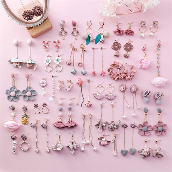 

pink summer sweet girl сердца цветок падение серьги имитация pearl кисточкой серьги pendientes ювелирные изделия brincos, Silver