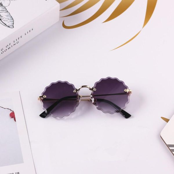 

металлический цветок вс мода ноги 2019 солнцезащитные очки camber раунд rimless детские детские девочки мальчики детские очки kfgej bbgargde, Blue