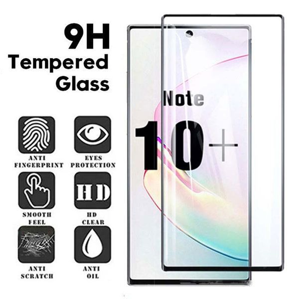 

9h curved tempered glass for samsung galaxy note10/note10 plus transparent/black full cover screen protector glass