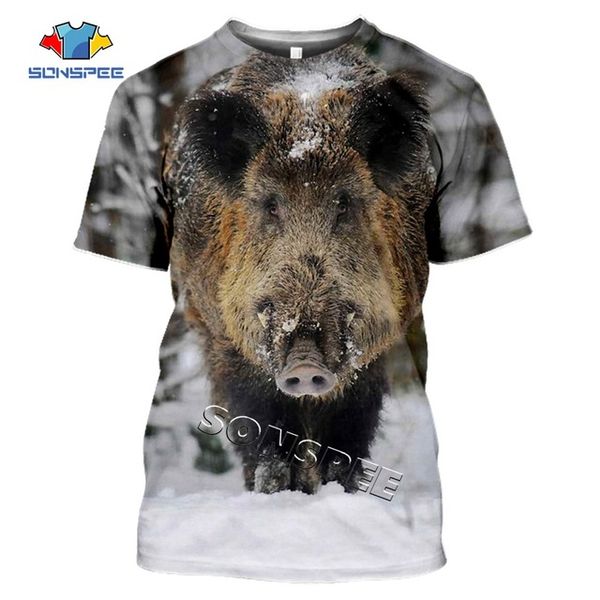 

summer hunting wild boar animals 3d print shirts plus size aesthetic harajuku men clothing
