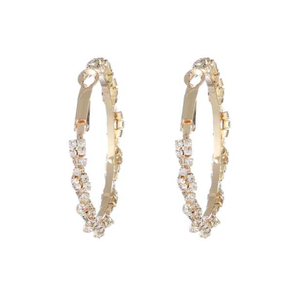 

bling starry clear zircon golden silver plated hollow circle geometric alloy sleeper hoop earrings for women