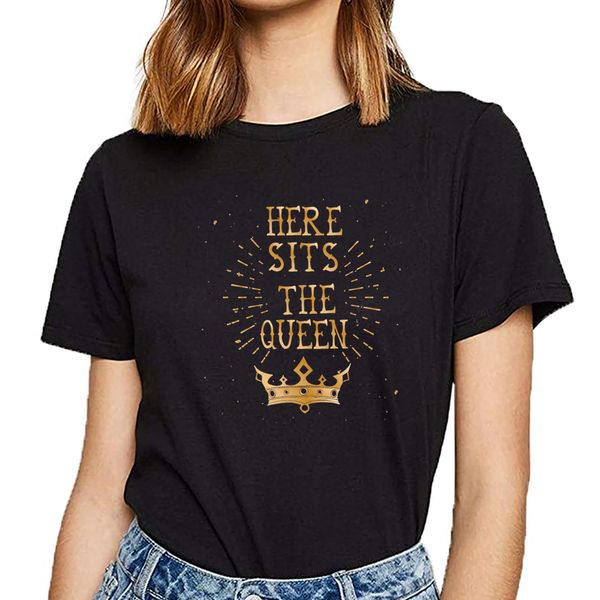 

t shirt women king and queen humor white short female tshirt