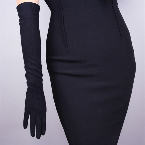 

2020 cashmere gloves long section 50cm wool black over elbow elastic female vintage evening vestido de noche gloves wyr03, Blue;gray