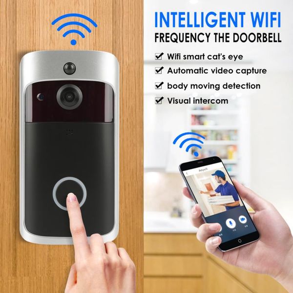 

wifi doorbell ip waterproof smart video door chime 720p wireless intercom alarm ir night vision ip security camera doorbell