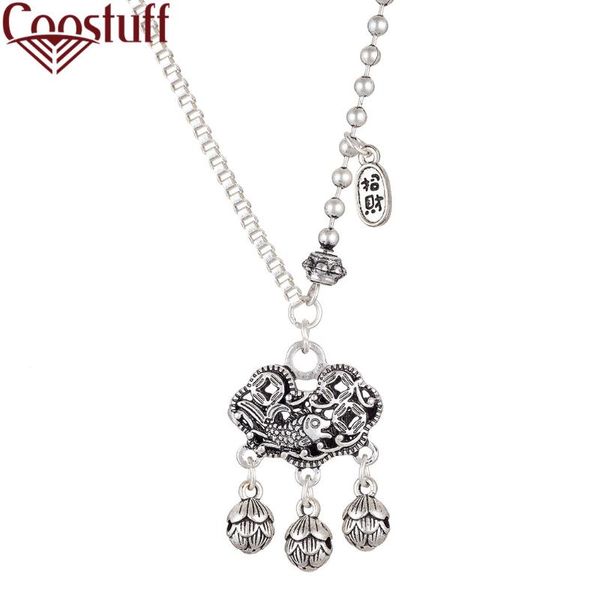 

pendant necklaces vintage silver color lock long necklace antique suspension female simple jewelry for women neck decoration accessories who