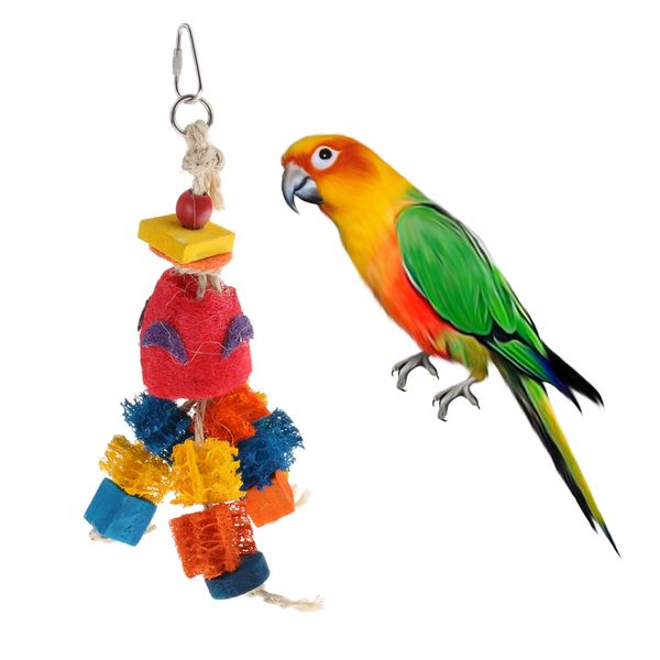 

chewing parrot cockatiel cage bird toys colorful loofah leather climb toy