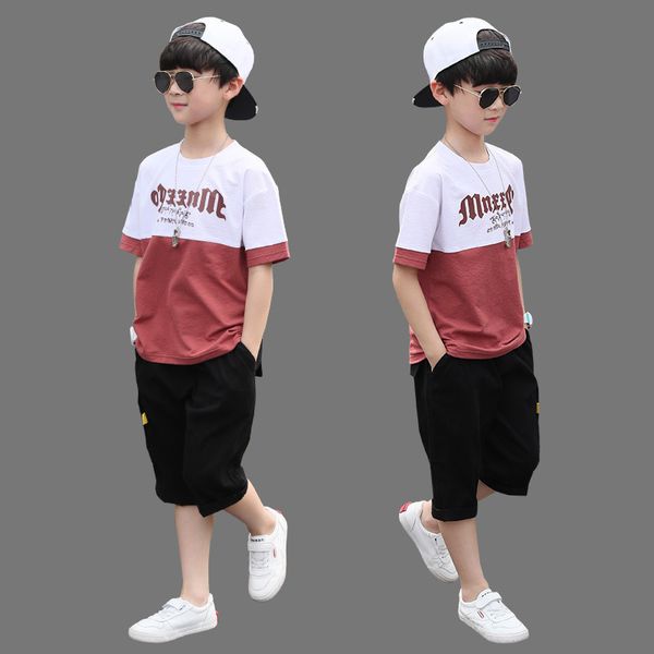 

new summer boys clothing sets children t-shirt short sleeve +pants set two pieces set kids baby boys clothes 6 8 10 11 12 years, White