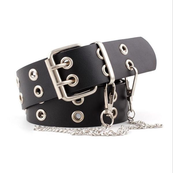 

2020 новый ремень punk стиль женская мода double hole плетеный пояс street trend танец стиль, Black;brown