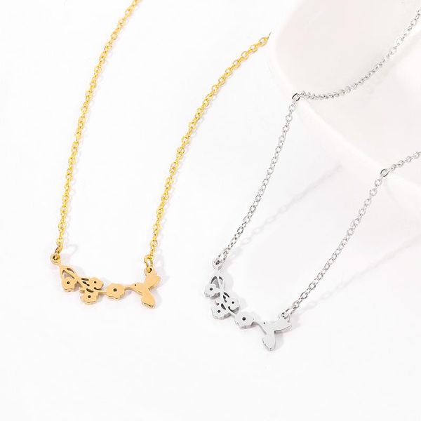 

stainless steel necklace for women man bird and flower gold and silver color pendant necklace engagement jewelry, Golden;silver