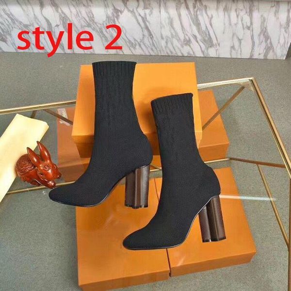 

luxury black silhouette ankle boots autumn winter woman shoes knitted stretch boots designer women's shoes large size ladies high