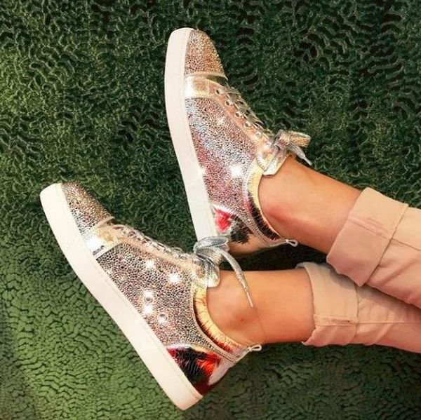 

серебро strass кроссовки обувь мужская seavaste 2 orlato туфли с красной подошвой с низким верхом шипы strass sneaker мода мужчины женщины с, Black