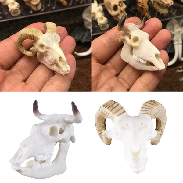 

set of 2, aquarium ornament skull head tunnel cave fish tank decoration new