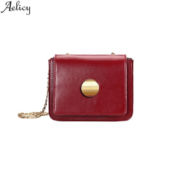

aelicy women summer ins style solid chains messenger bag pu leather versatile simple shoulder crossbody bag for women