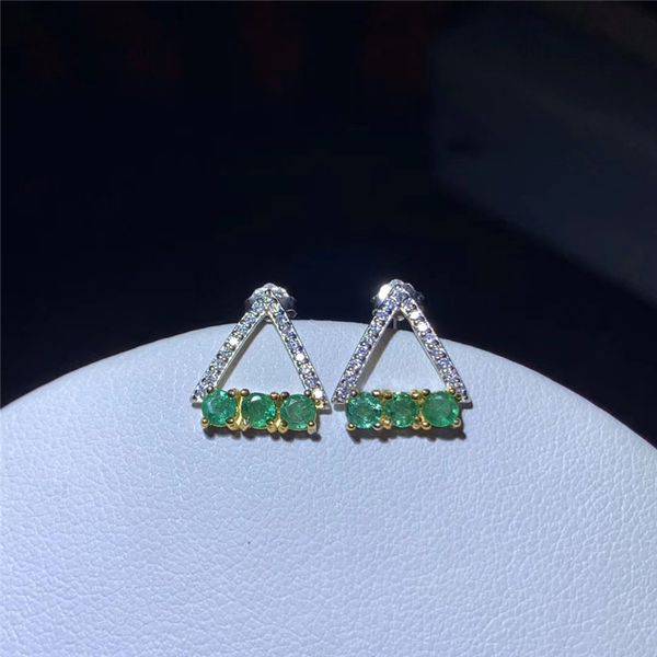 

изысканные ювелирные изделия серьги для женщин s925 sterling silver green emerald естественных круглый gemstone серьга элегантных, Golden;silver