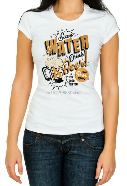 

save water drink beer 3 4 короткие рукава белый женщин высокое качество t-shirt