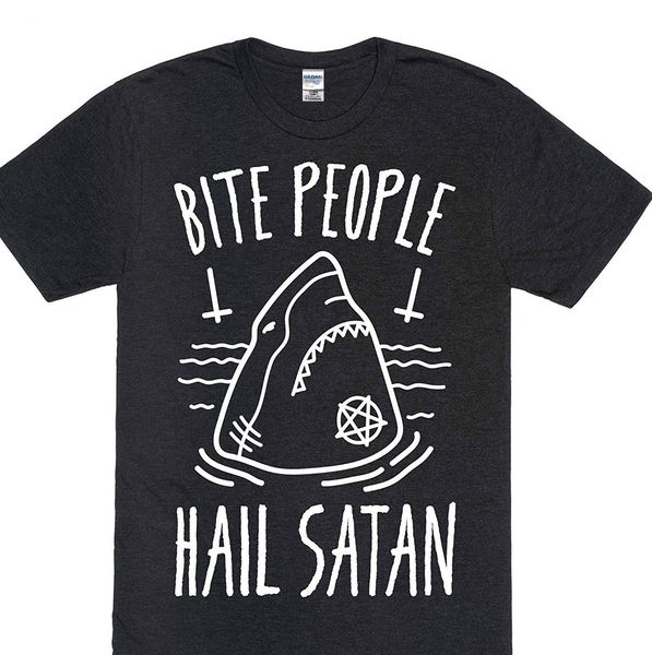 

укус люди hail сатана акула (белый) heathered черного мужские heathered tee