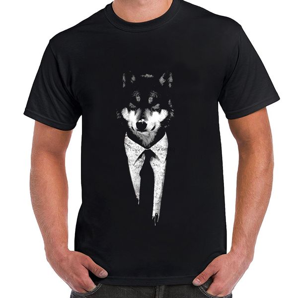 

wolf wear a vest wolf t-shirt black new men fashion short-sleeve t-shirt mens