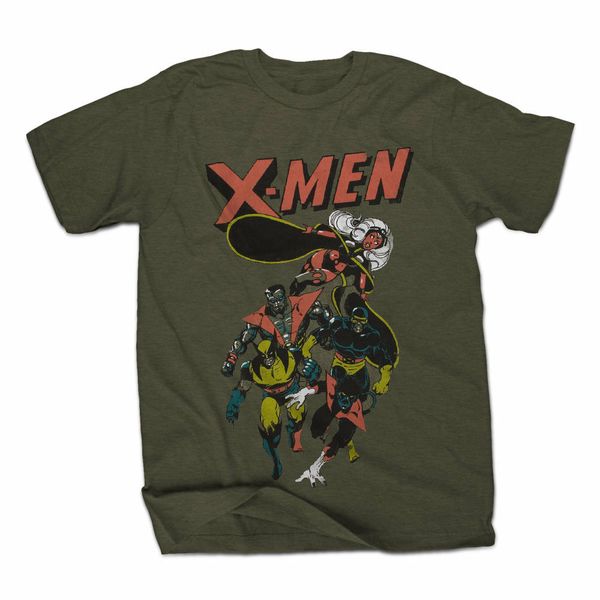 

x-men mutants group mens forest green t-shirt casual short sleeve t shirt novelty