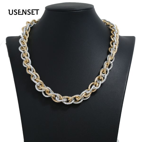 

thick stainless steel necklace twisted cross link chain choker hip hop jewelry men&women new style 2020, Silver