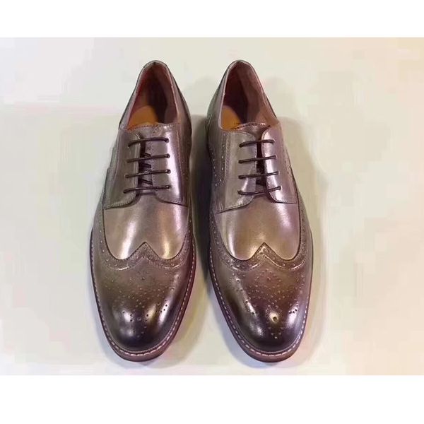

dress shoes wincheer 2021 classic leather men brogues lace-up bullock business oxfords male formal, Black