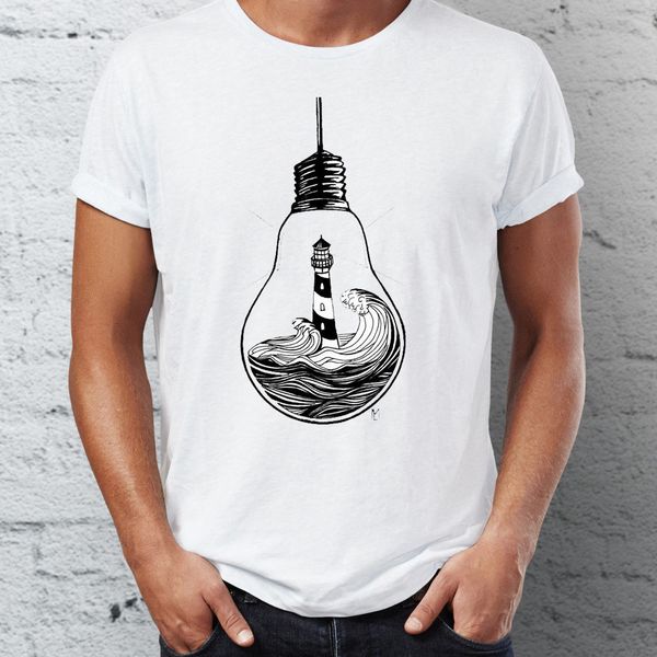 

мужская тенниска ocean внутри лампы высокий арта природы tee