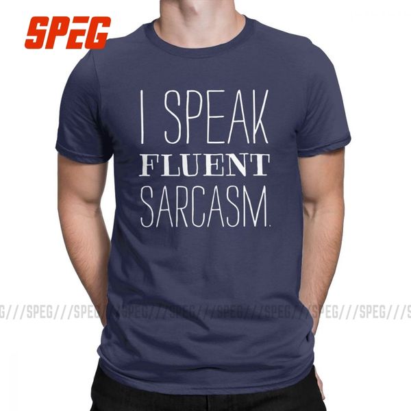

я говори свободно сарказм t-shirt мужчины смешные sarcastic весёлые 100% хлопка tee shirt crewneck с коротким рукавом футболки плюс размер t