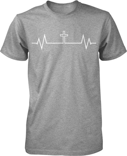 

new funny brand clothing short sleeve casual printed tee size s-2xl christian heartbeat, cross heartbeat men's t-shirt