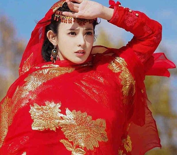 

east palace small maple nation wind silk scarf thin section gilding red tea card salt lake desert shawl joker scarf woman, Blue;gray